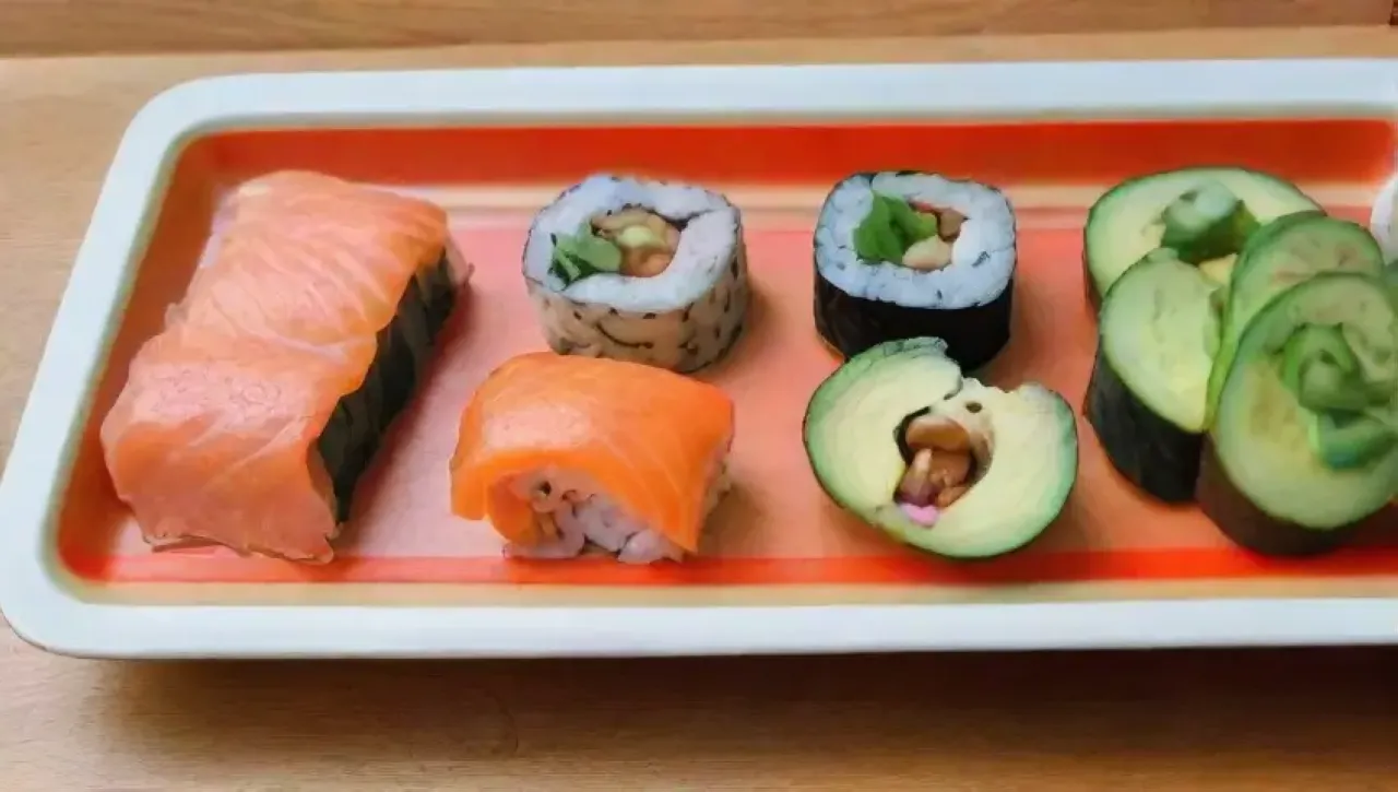 Un sushi vibrante y fresco, presentado con elegancia