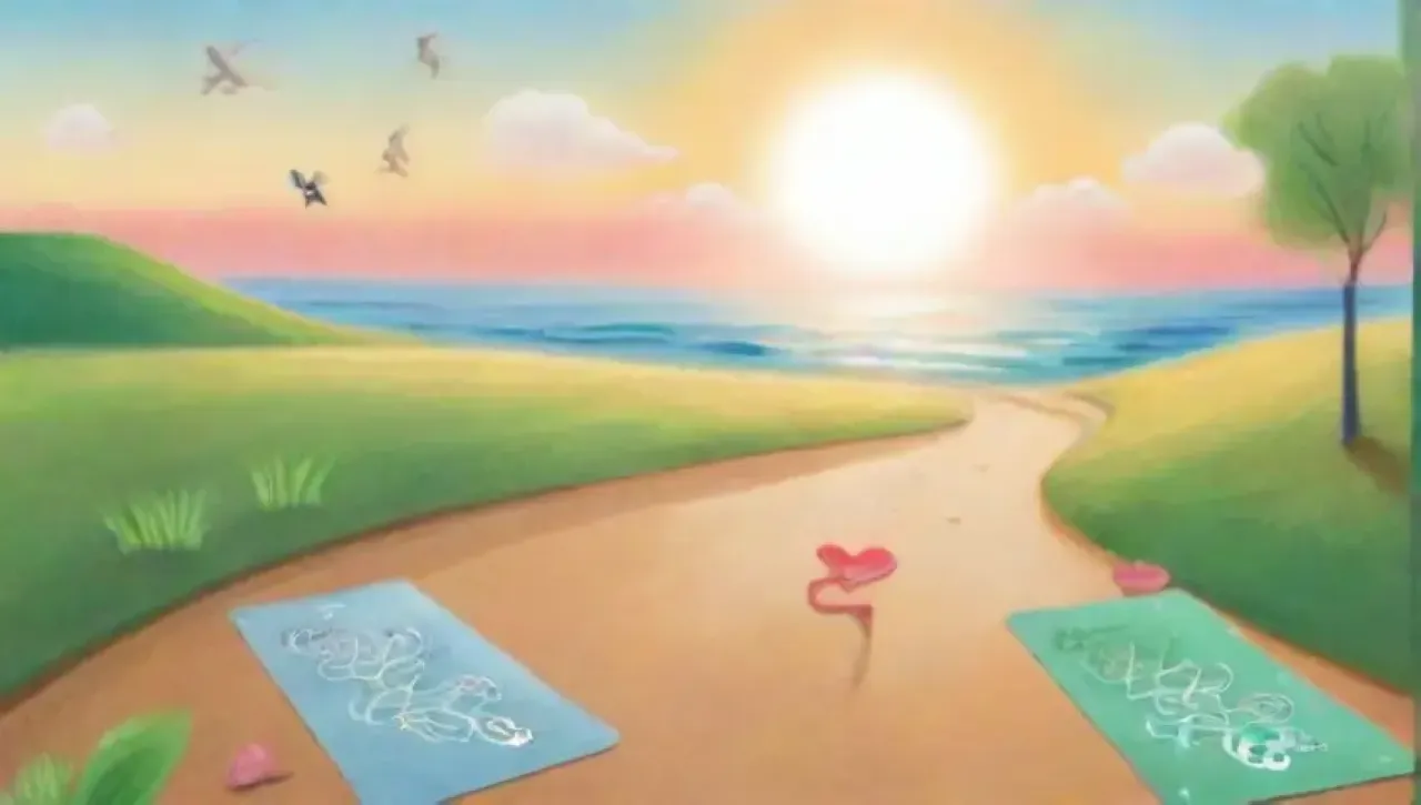Un fondo vibrante y sereno con elementos de yoga y bienestar