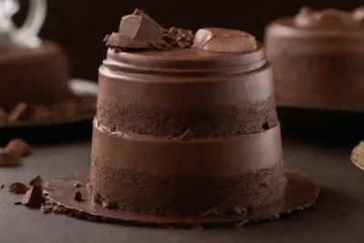 Textura de chocolate lujosa con tonos de cacao en un elegante postre