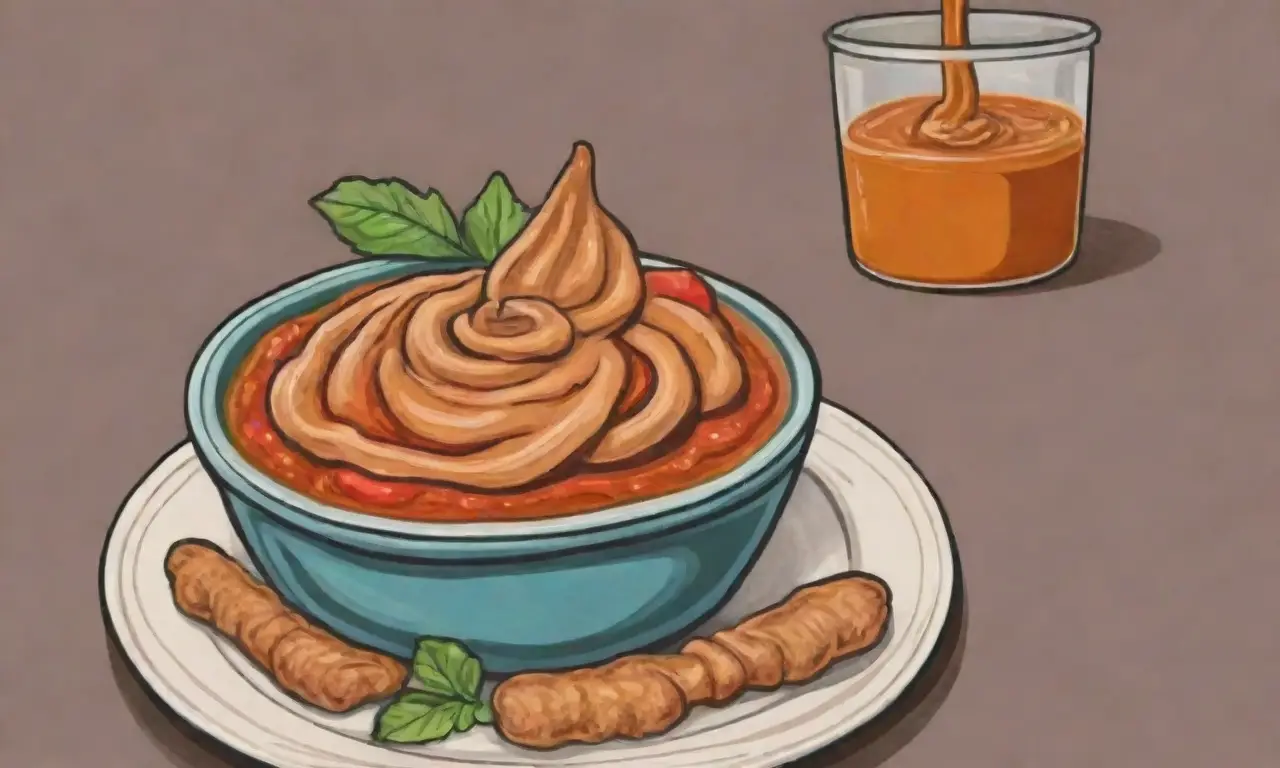 Salsa de cacahuate con especias tailandesas, colores vibrantes y textura deliciosa