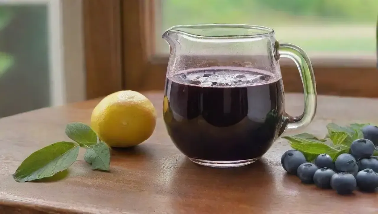 Un vibrante desayuno saludable con arándanos, jugo de limón y un ambiente fresco