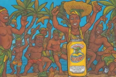 Cerveza y ron jamaicano en un vibrante contexto cultural de festividad