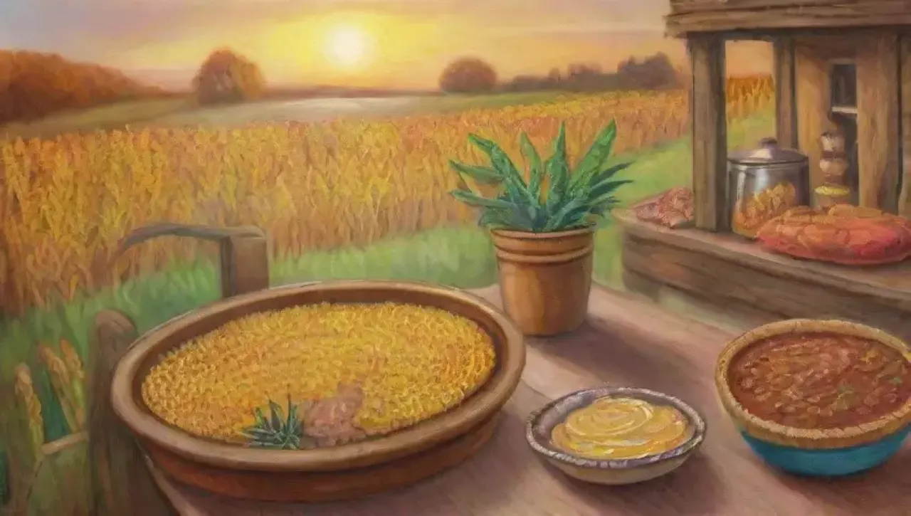 Una escena familiar de maíz y tradición en un ambiente rústico y acogedor