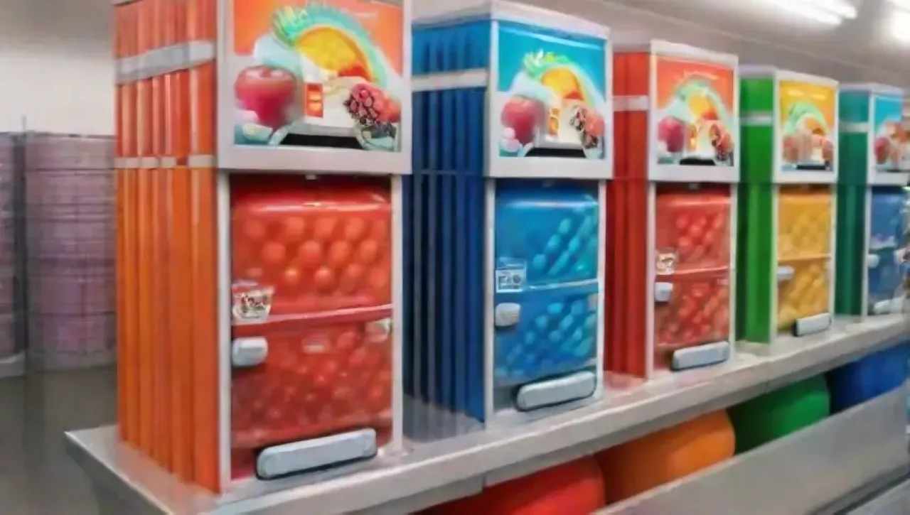 Una fábrica de refrescos llena de colores, burbujas y actividad