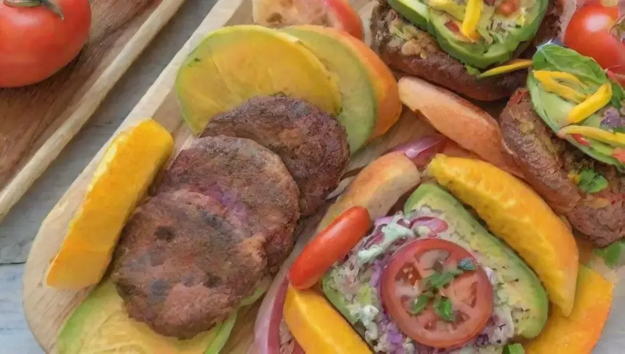 Mini hamburguesas vibrantes con coloridos ingredientes y presentación atractiva