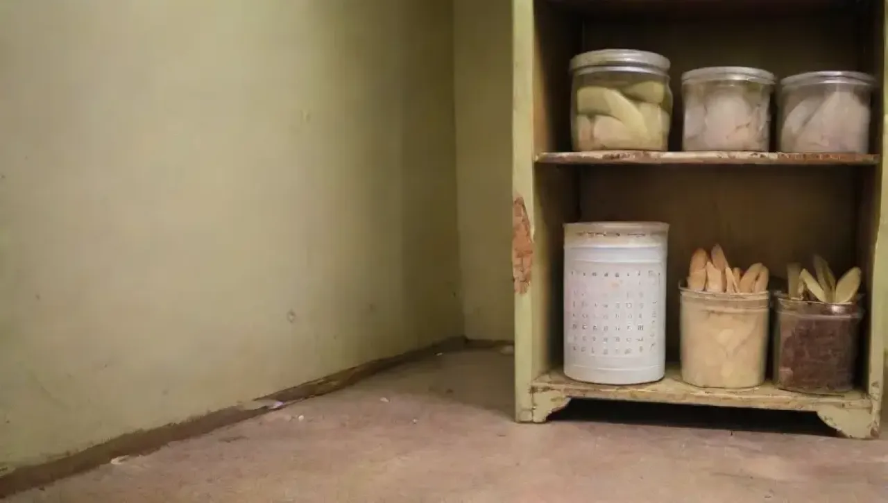 Una cocina en ruinas, llena de descomposición y abandono