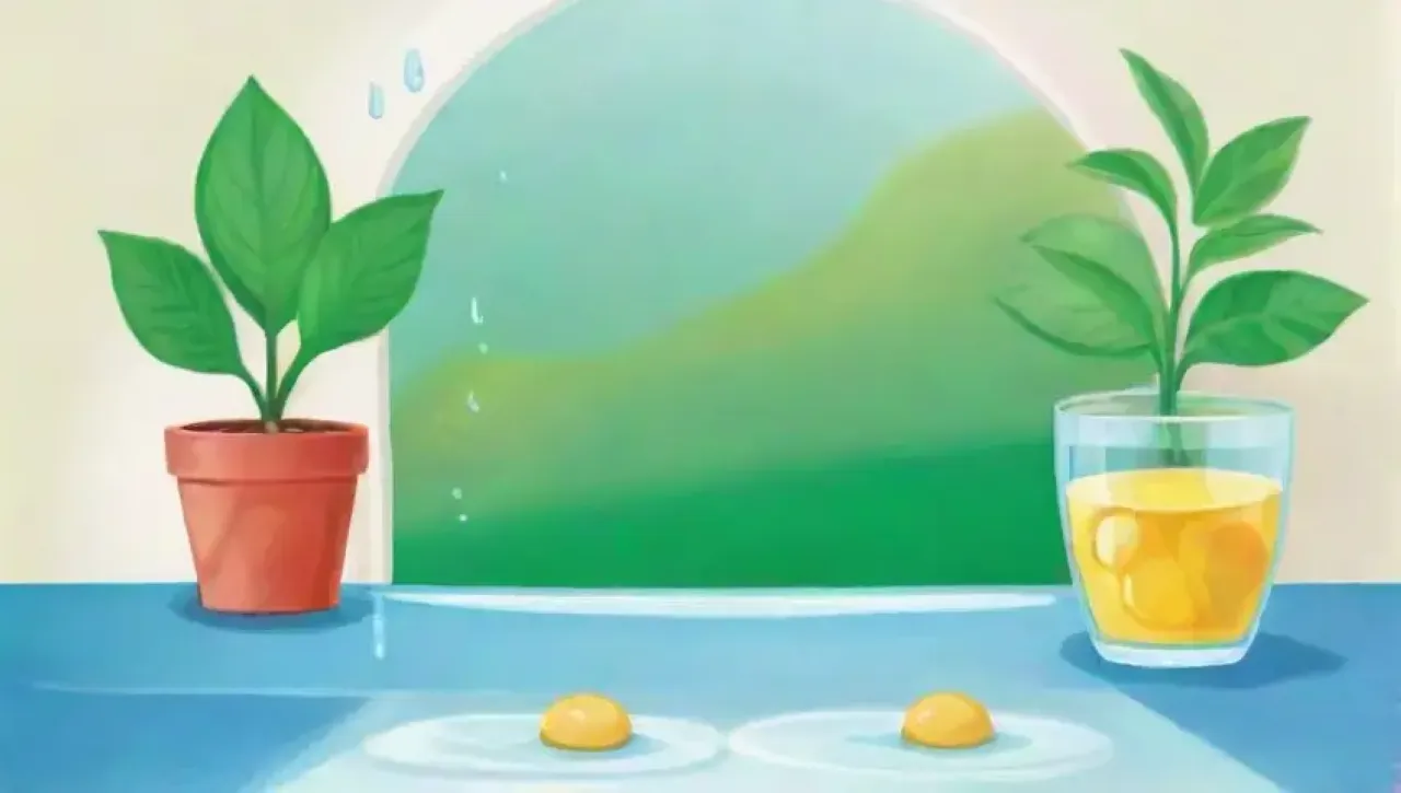 Un refrescante tableau de hidratación con agua, frutas y naturaleza