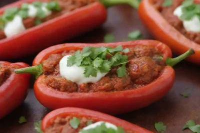 Chiles rellenos de queso y carne