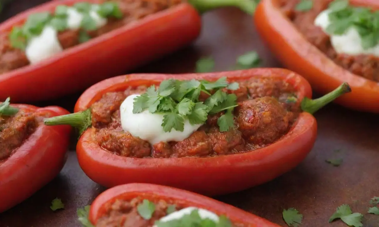 Chiles rellenos de queso y carne