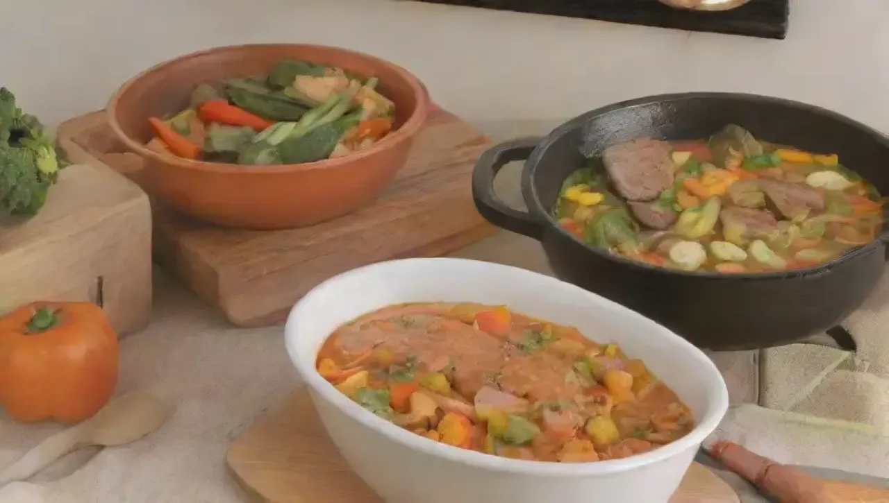 Una familia disfruta de una sopa humeante en una cocina acogedora