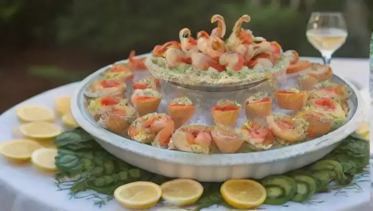 Un festín de mariscos vibrante y elegante, lleno de colores y aromas festivos
