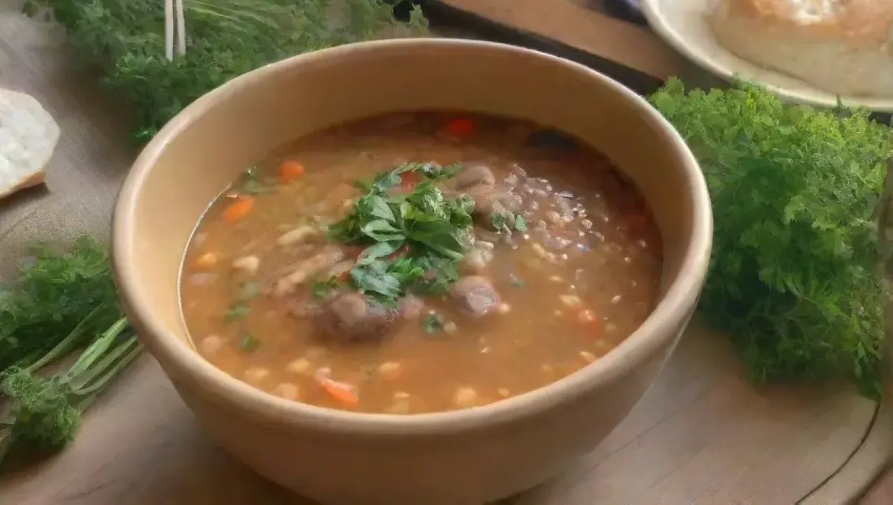 Cocina acogedora con sopa humeante, pan crujiente y un ambiente cálido