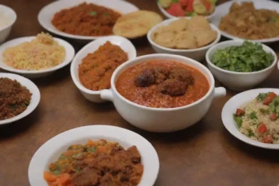 Platos coloridos de Nigeria: estofados
