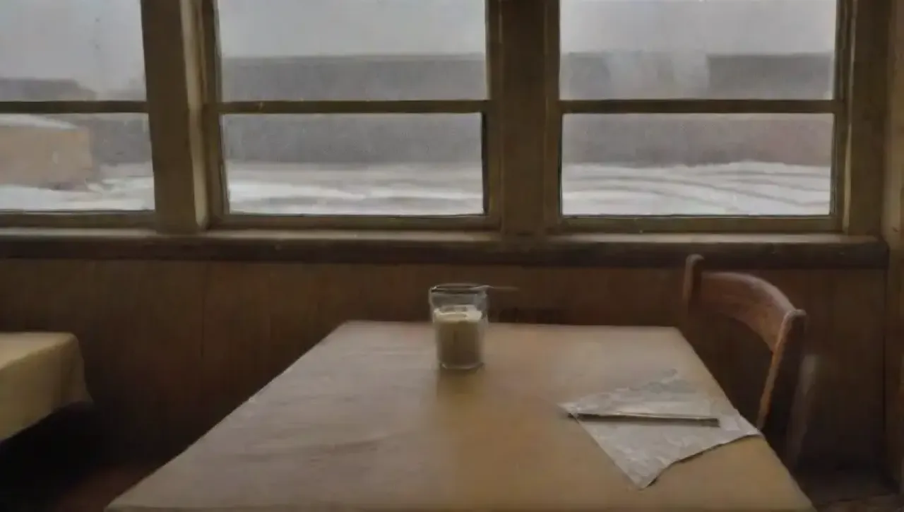 Un restaurante oscuro y descuidado refleja soledad y decepción
