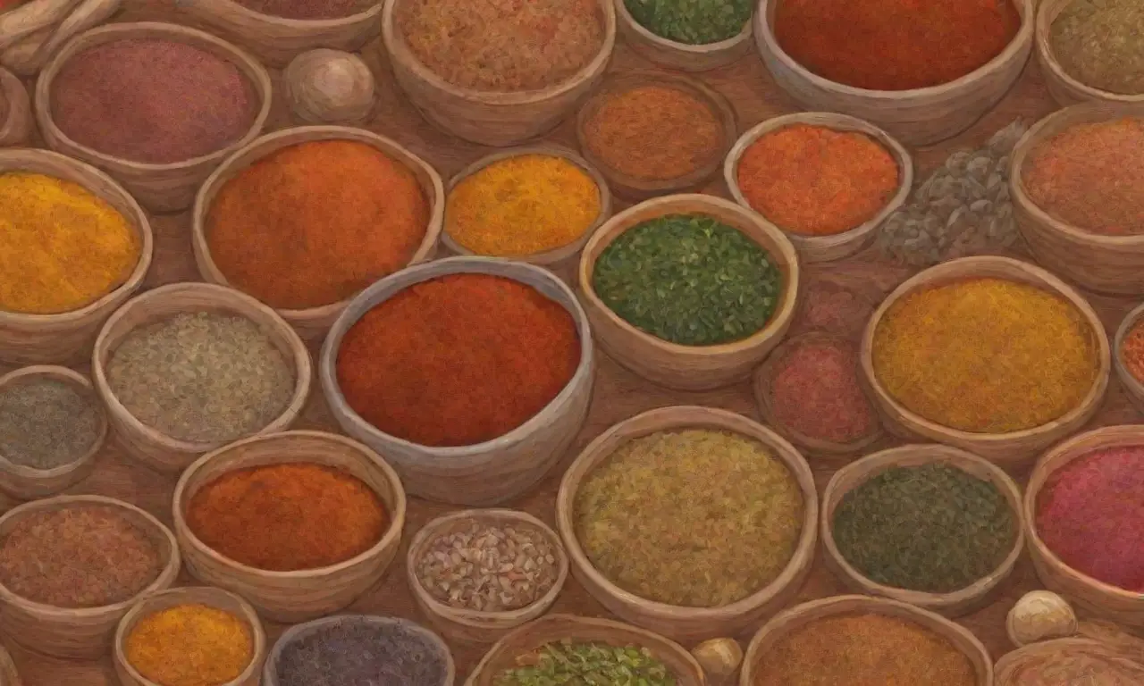 Especias coloridas y texturas vibrantes en recetas etíopes tradicionales