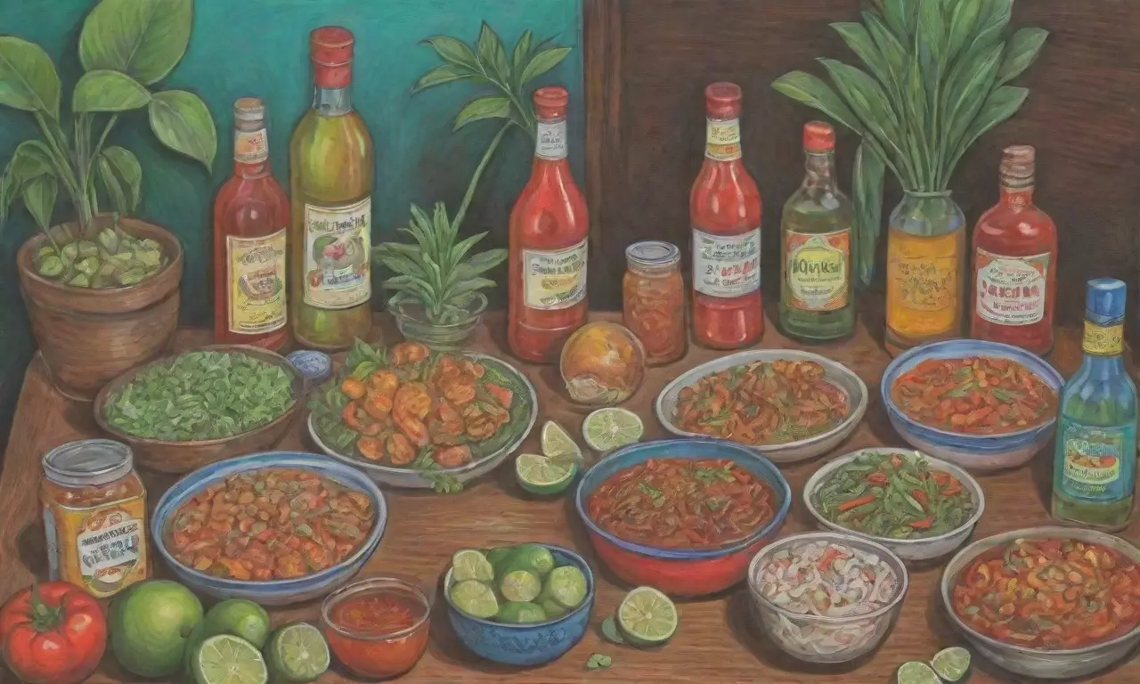 Colores tropicales y vibrantes ingredientes con un ambiente tailandés acogedor