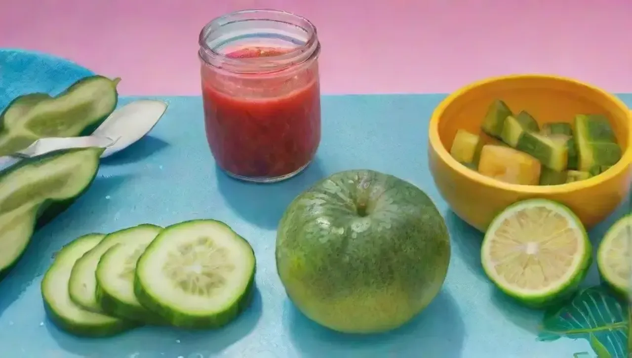 Un entorno saludable y vibrante con agua, frutas, ejercicio y bienestar