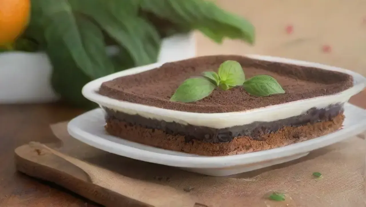 Un postre vibrante y elegante en un ambiente cálido y acogedor