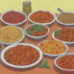 Platos nigerianos coloridos y especiados