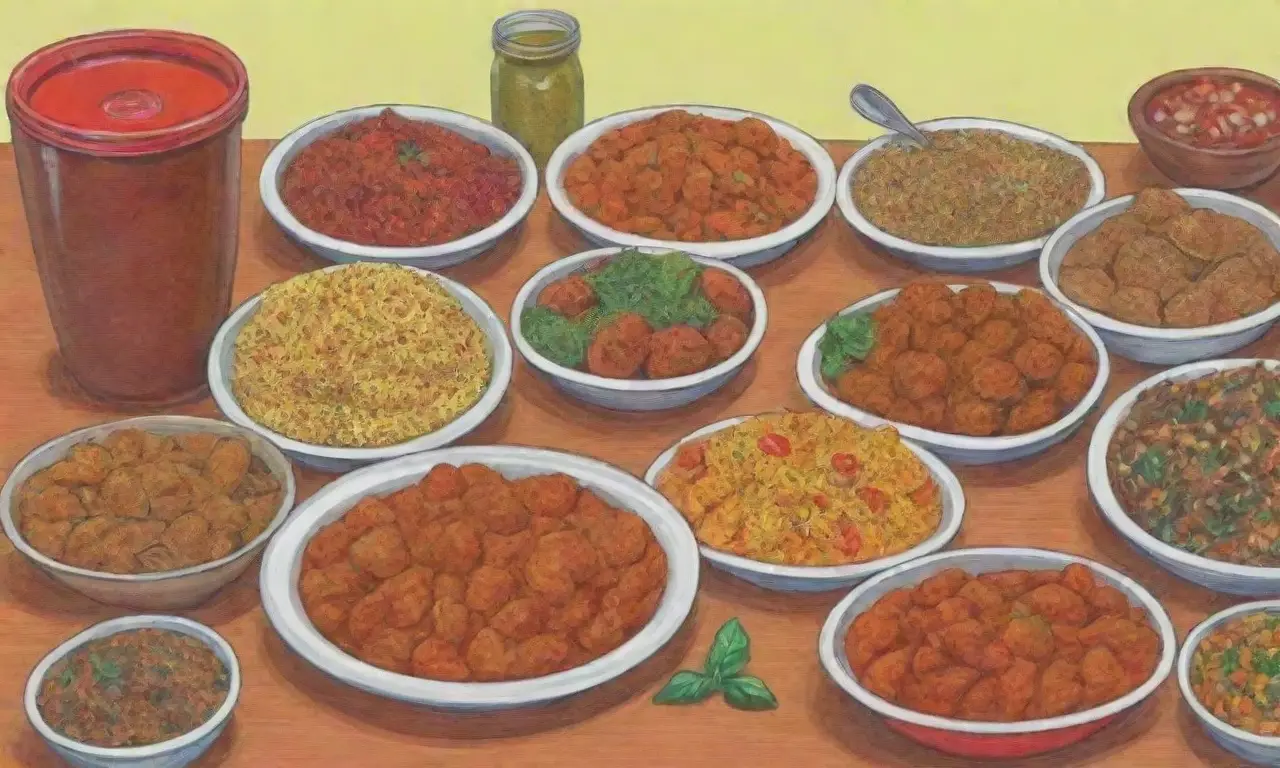 Platos nigerianos coloridos y especiados