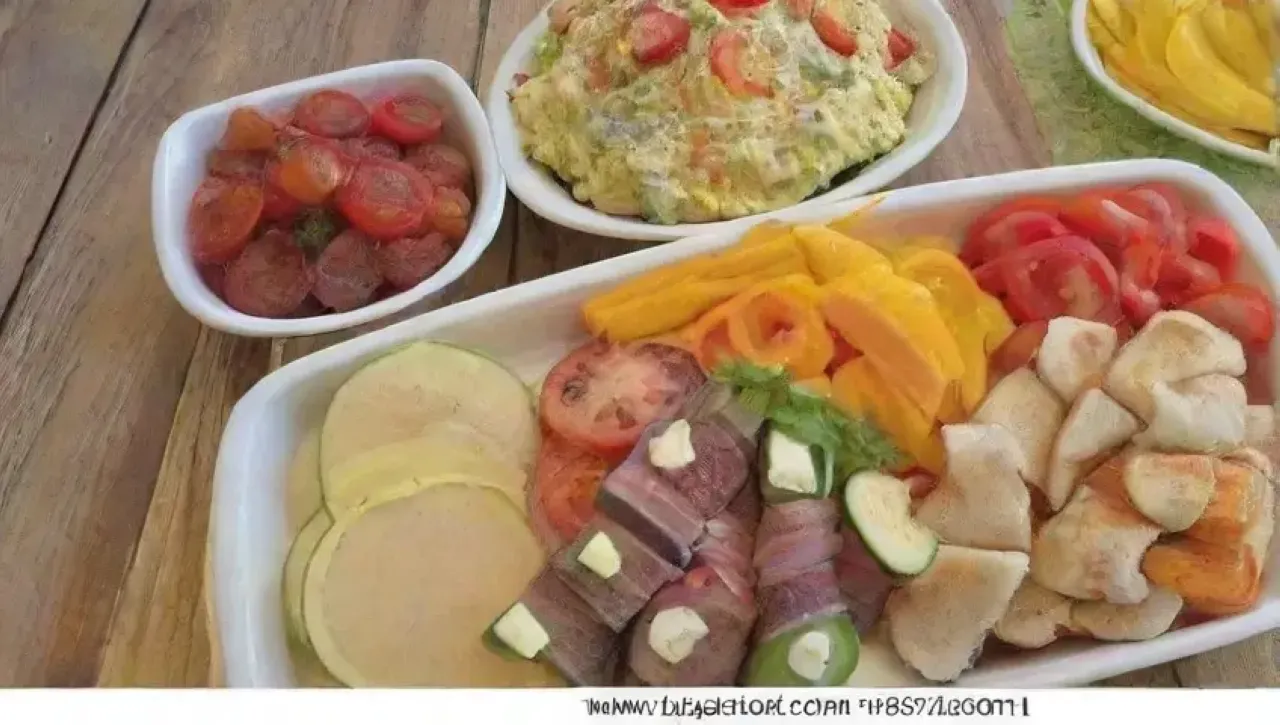 Una mesa rústica y colorida con frescos ingredientes y una atmósfera acogedora