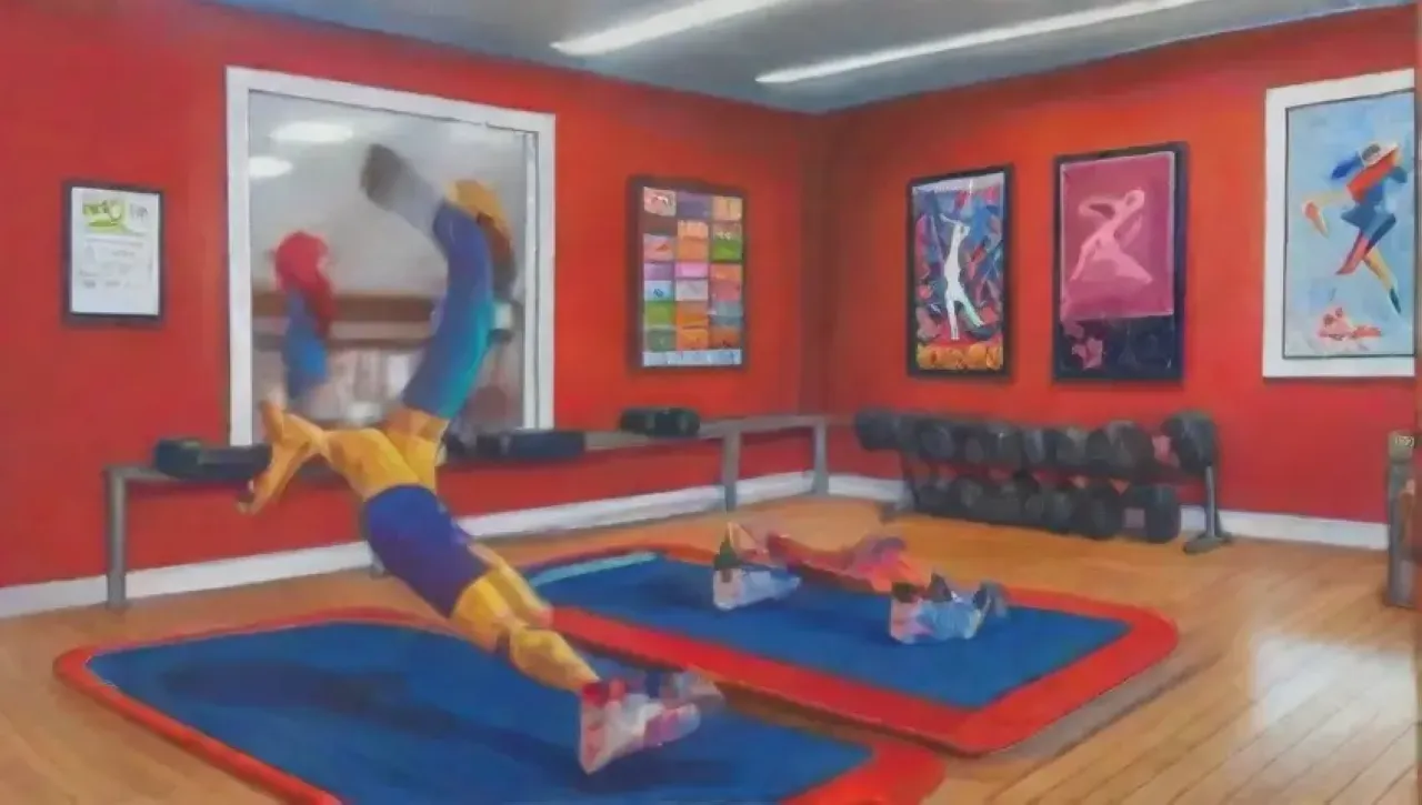 Un ambiente vibrante y dinámico de entrenamiento intenso con atletas en acción y energía palpable