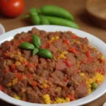 Diseño vibrante y colorido de un plato búlgaro tradicional con ingredientes frescos y presentación apetitosa
