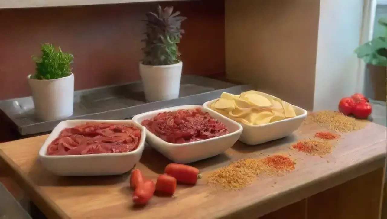 Una escena vibrante de cocina italiana llena de ingredientes frescos y aromas deliciosos