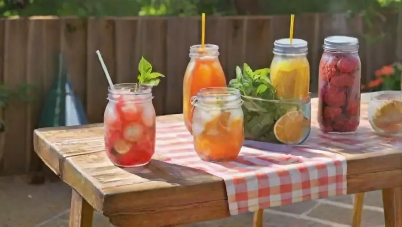 Bebidas refrescantes y coloridas en un ambiente veraniego