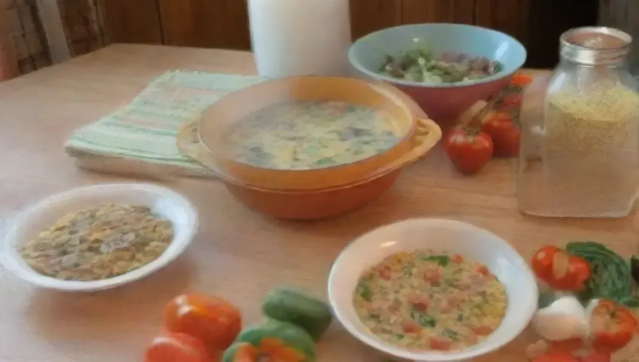 Cocina luminosa y acogedora con ingredientes frescos y un ambiente familiar