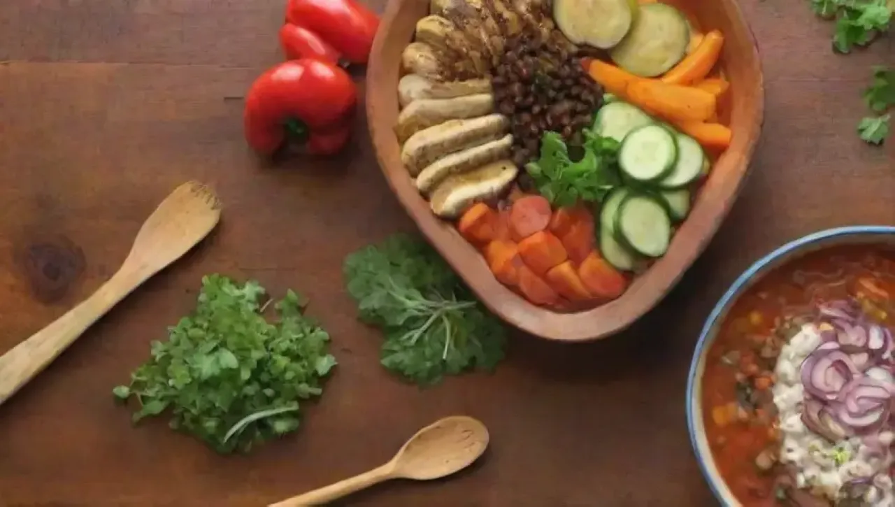 Una deliciosa y colorida comida vegana en un ambiente acogedor
