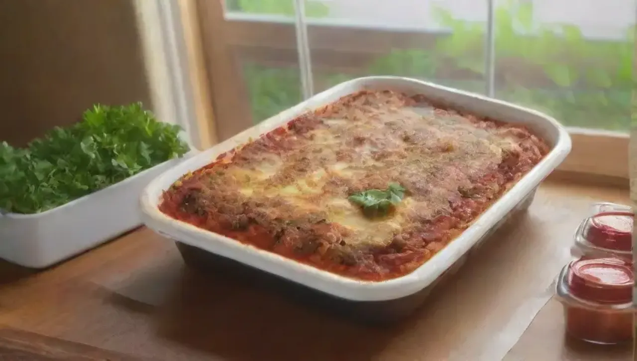 Una cocina rústica llena de aromas y risas familiares alrededor de una lasaña humeante