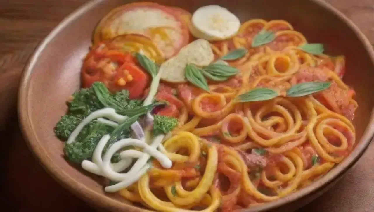 Pasta vibrante con colores, formas únicas y presentaciones creativas en un ambiente acogedor
