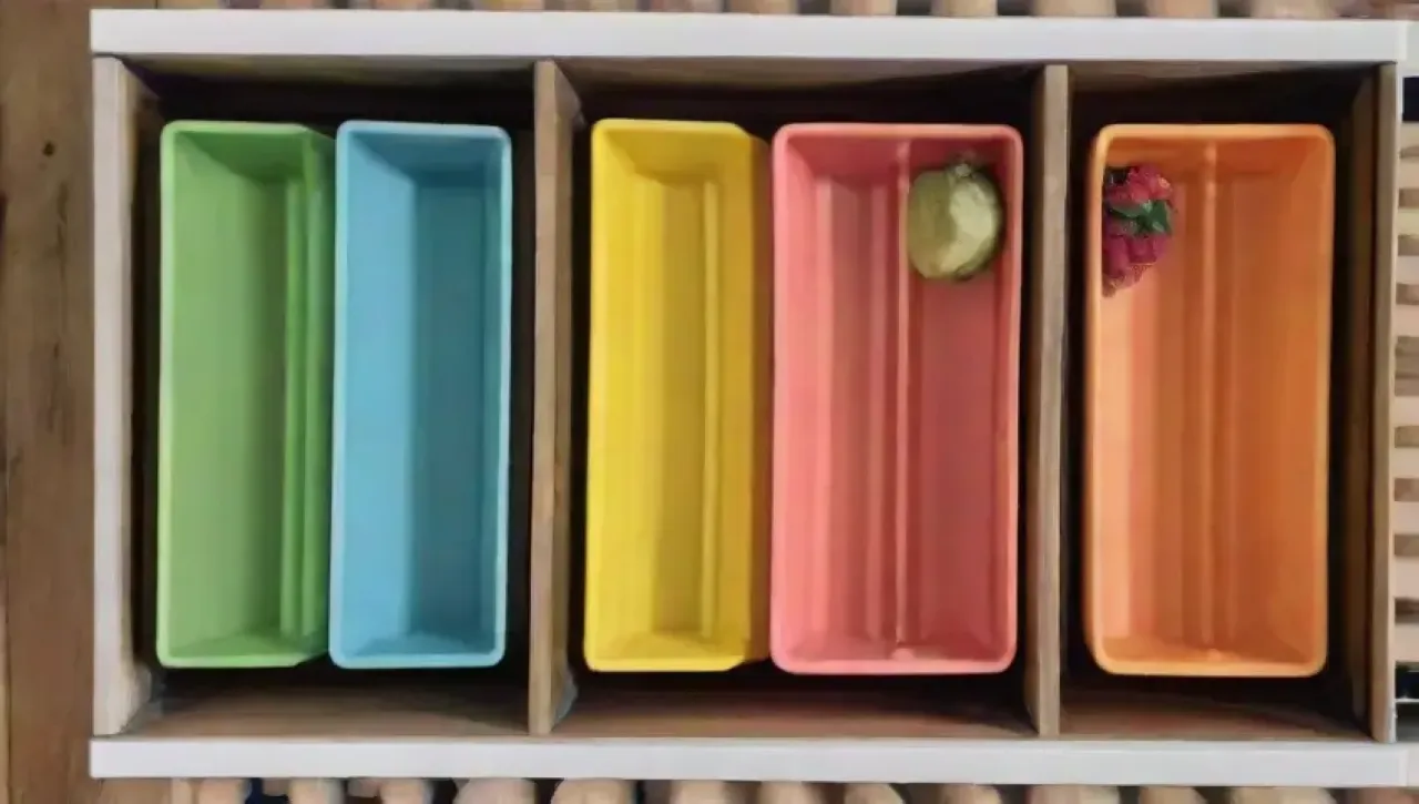 Bandejas de almacenamiento coloridas y organizadas con diseños vibrantes y funcionalidad elegante