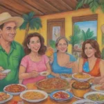 Fiesta cubana con colores vibrantes