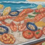 Mariscos coloridos al estilo lisboeta con arroz y especias vibrantes