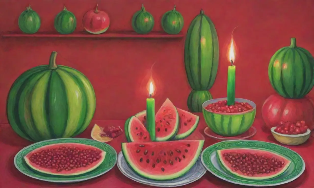 Noche de Yalda: granadas rojas, sandía verde, dulces tradicionales y calidez en la celebración
