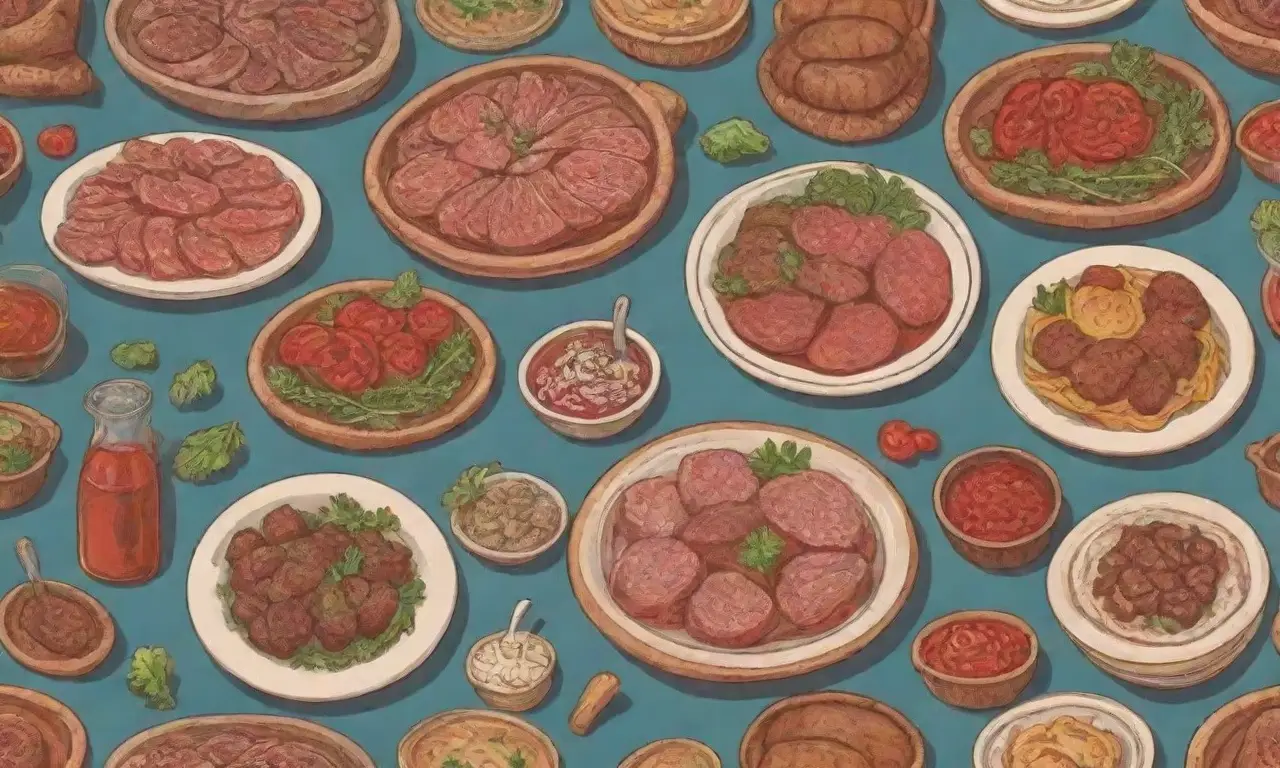 Platos de carne letona con presentación colorida y encanto rústico