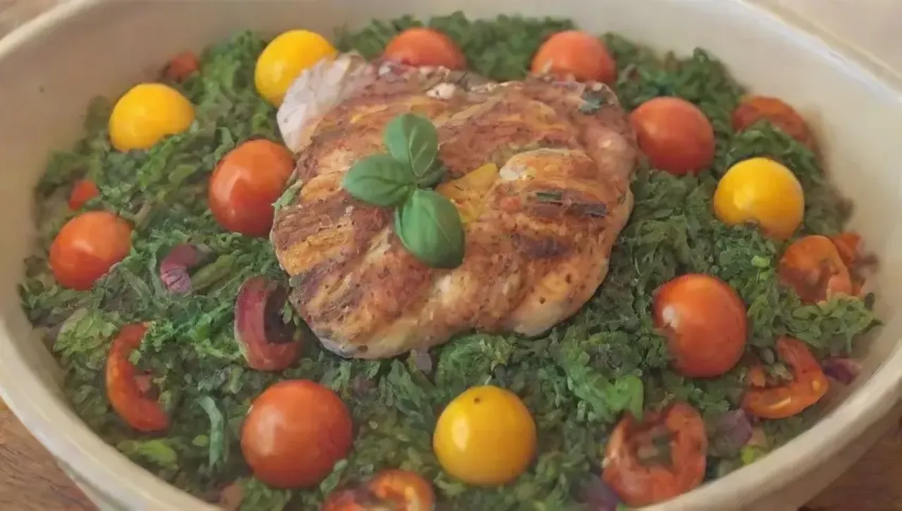 Una mesa rústica y acogedora llena de coloridos platos y aromas deliciosos invita a disfrutar de creativas delicias culinarias