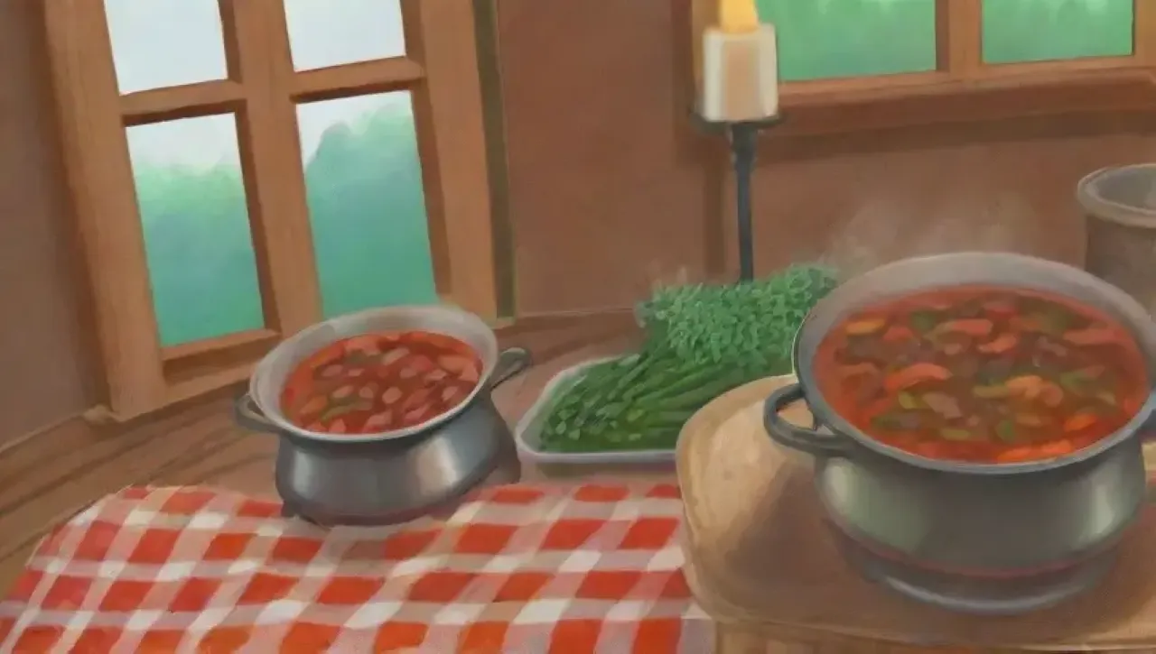 Una acogedora cocina rústica con familia, comida humeante y aromas que evocan amor y tradición