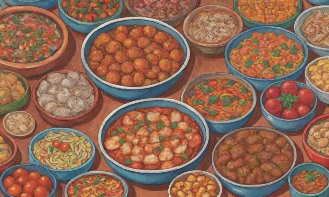 Colores vibrantes y texturas ricas en un ambiente cálido y cultural
