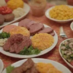 Platos festivos coloridos con arroz