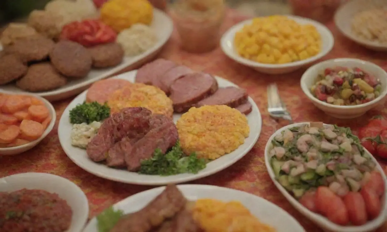 Platos festivos coloridos con arroz