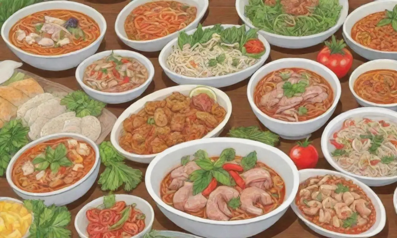 Recetas vietnamitas rápidas con ingredientes frescos y colores vibrantes