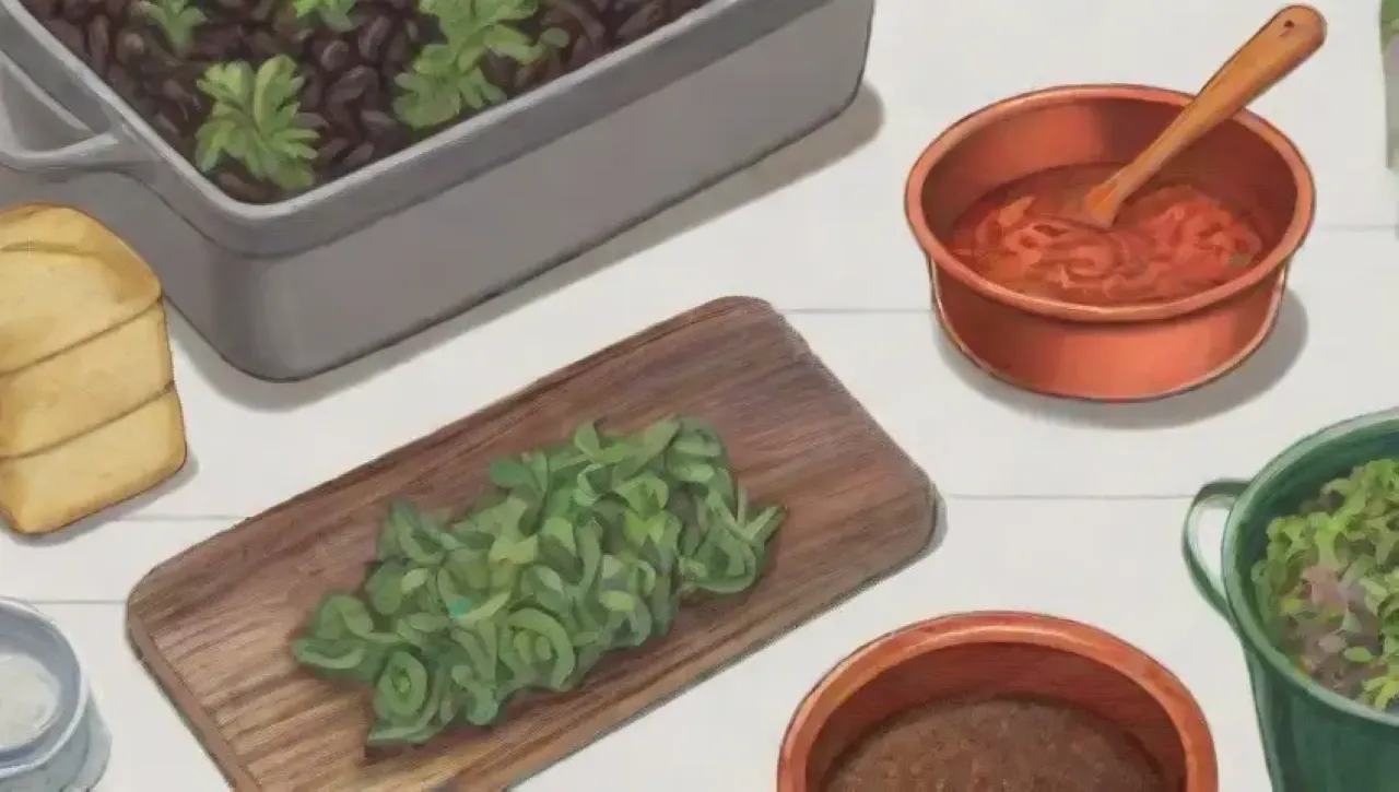 Una cocina vibrante y acogedora llena de ingredientes frescos y aromas deliciosos