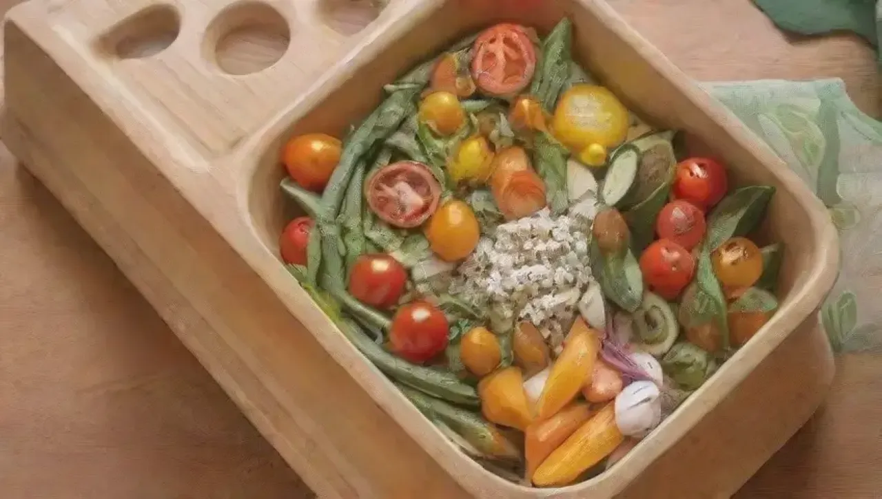 Una ensalada colorida y aromática en un ambiente acogedor