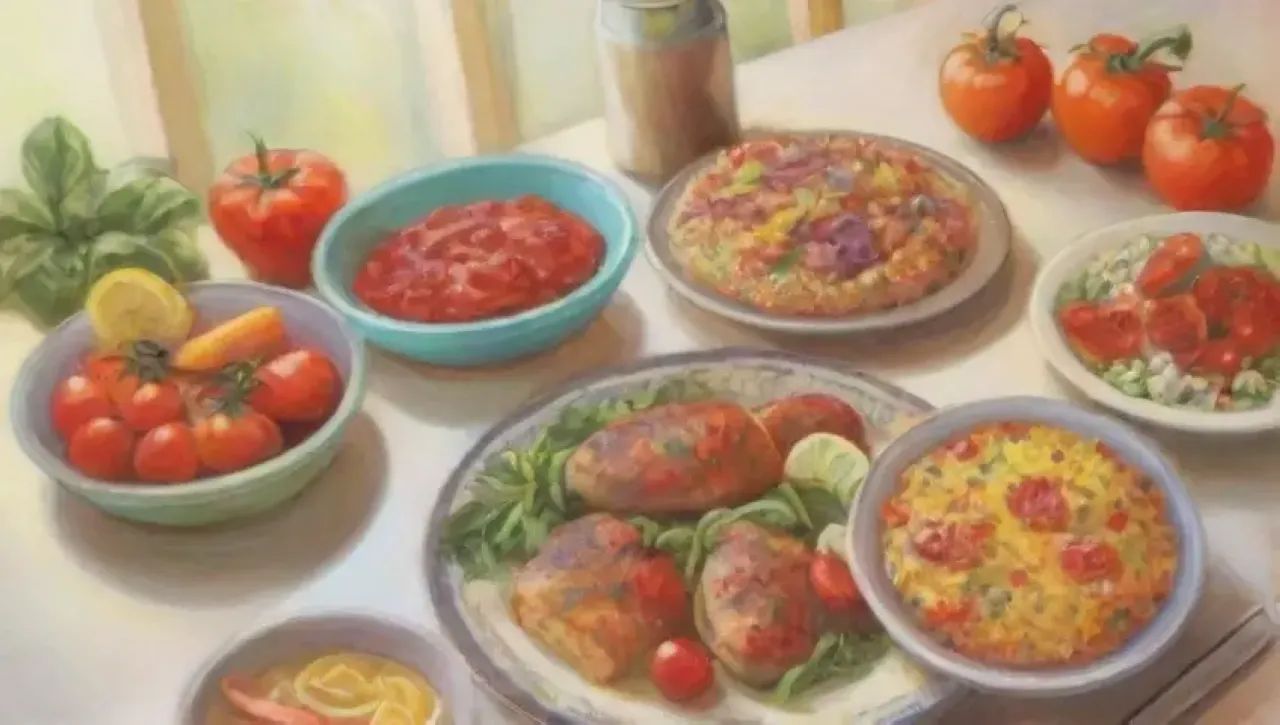 Cocina brillante con ingredientes frescos y un ambiente alegre