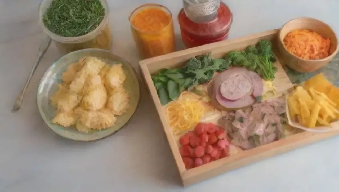 Una cocina luminosa y acogedora con una deliciosa comida que reúne a una familia feliz