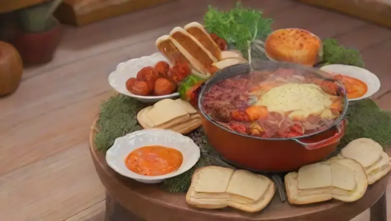 Una cálida reunión familiar con fondue, risas y aromas festivos