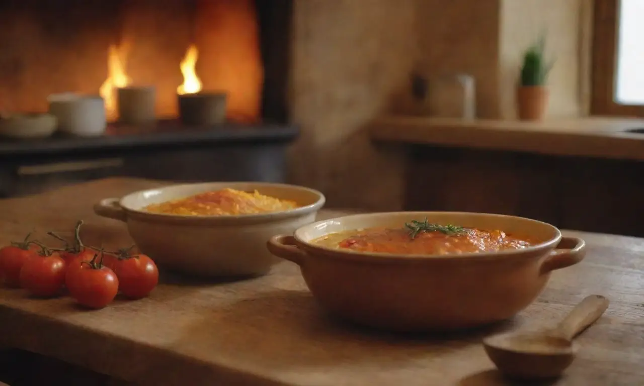 Cocina acogedora con colores cálidos y recetas croatas